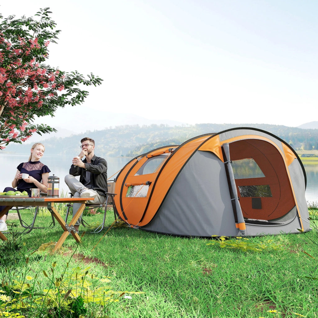 Tenda da Campeggio Pop Up 2 Posti ¨C zephmum ¨C 263.5x220x123 cm, Arancione