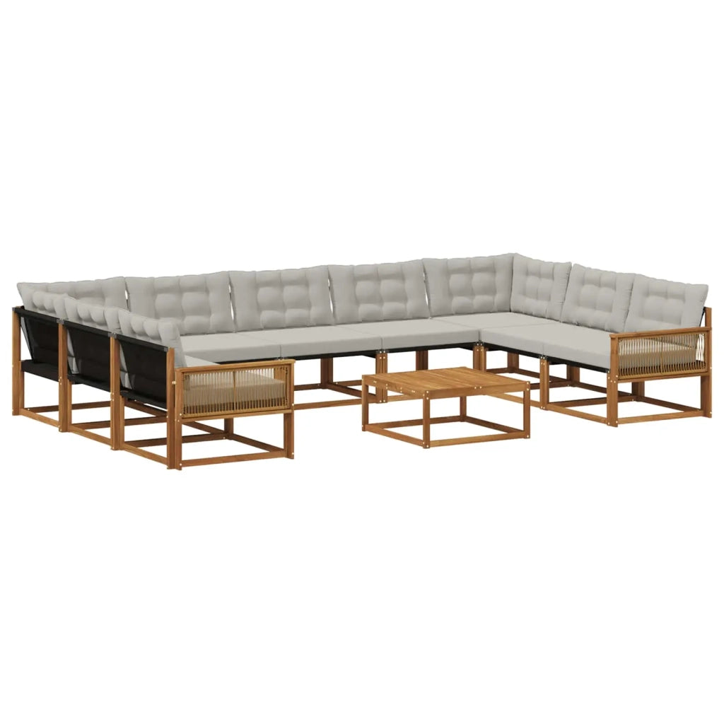 Set di divani da esterno 10 pcs Naturale e Grigio Chiaro 3381699