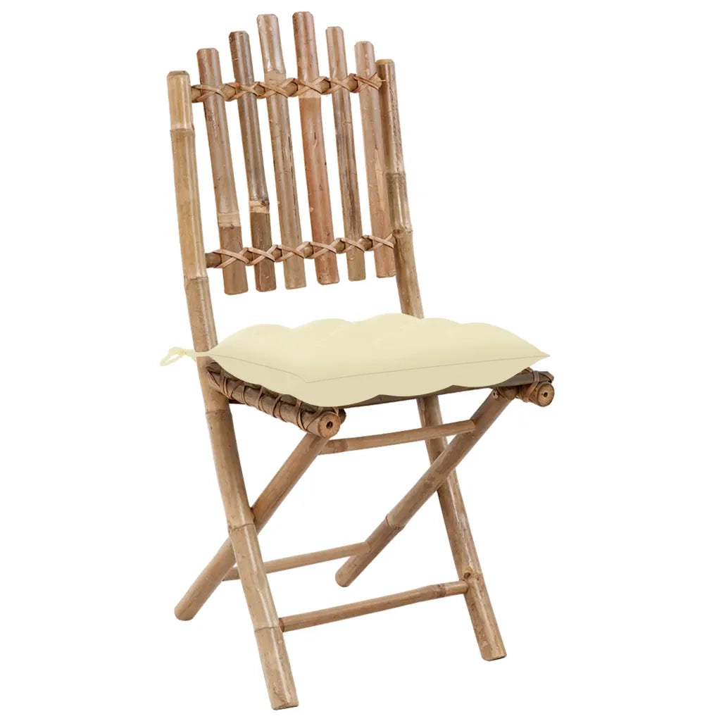 Sedie da Giardino Pieghevoli 2 pz con Cuscini in Bambù 3064004