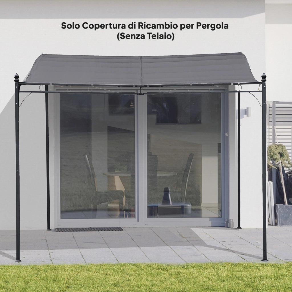 Telo Pergola da Giardino ¨C zephmum ¨C Grigio 297x297 cm 3x3 m con Fori Drenaggio