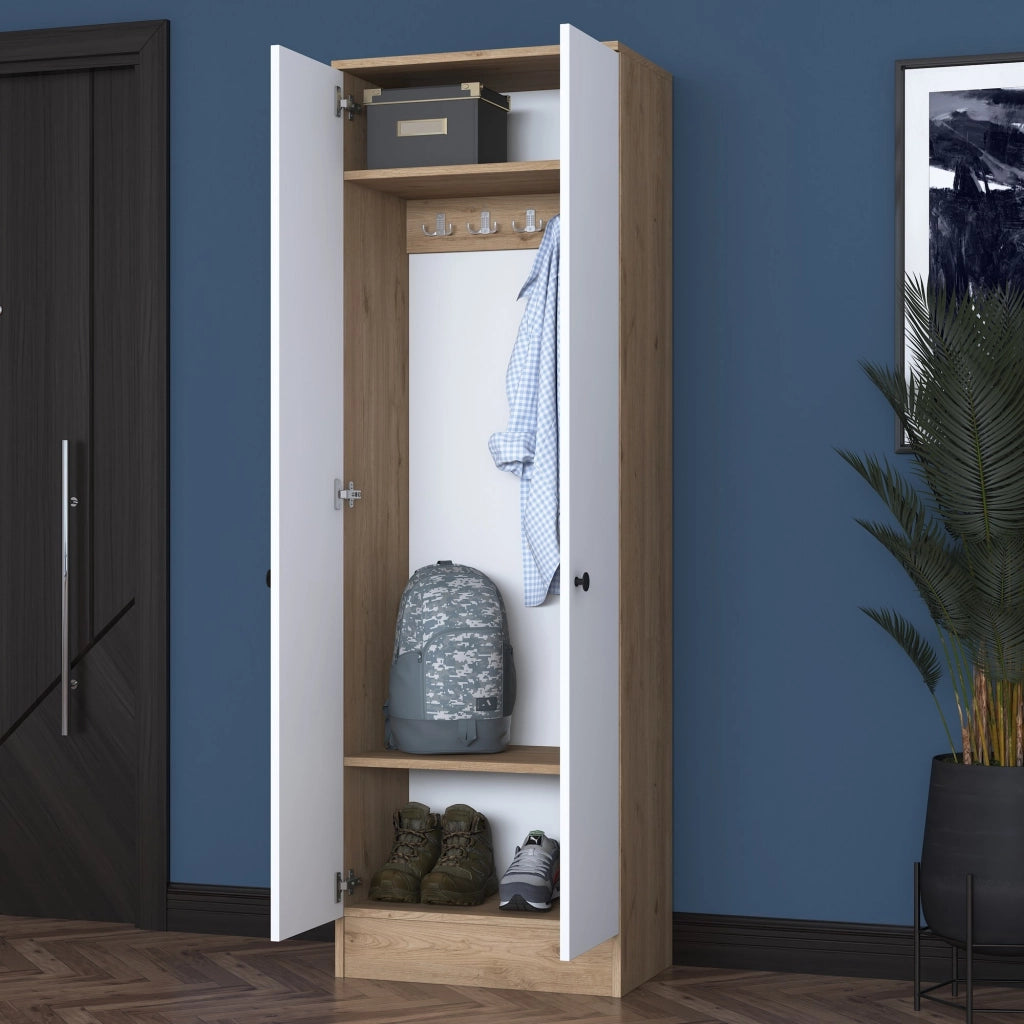 Tursi, Mobile da Ingresso 2 Ripiani, 60x38x183h cm Bianco