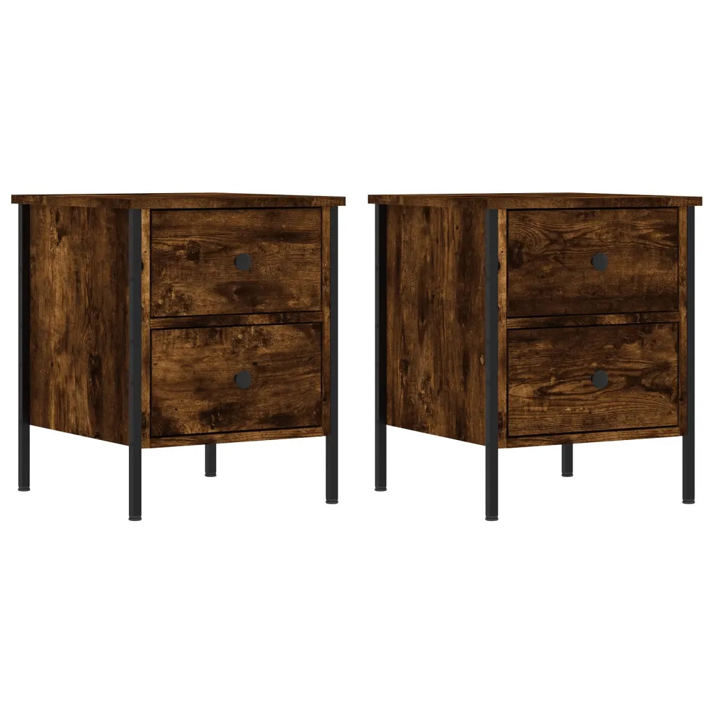 Comodini 2 pz Rovere Fumo 40x42x50 cm in Legno Multistratocod mxl 78385