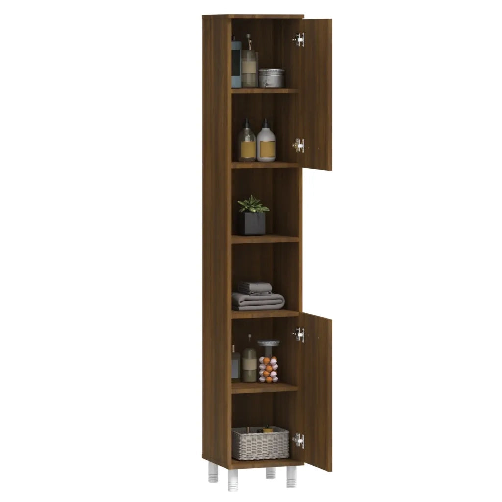 Armadietto Bagno Rovere Marrone 30x30x179 cm Legno Multistrato 825833