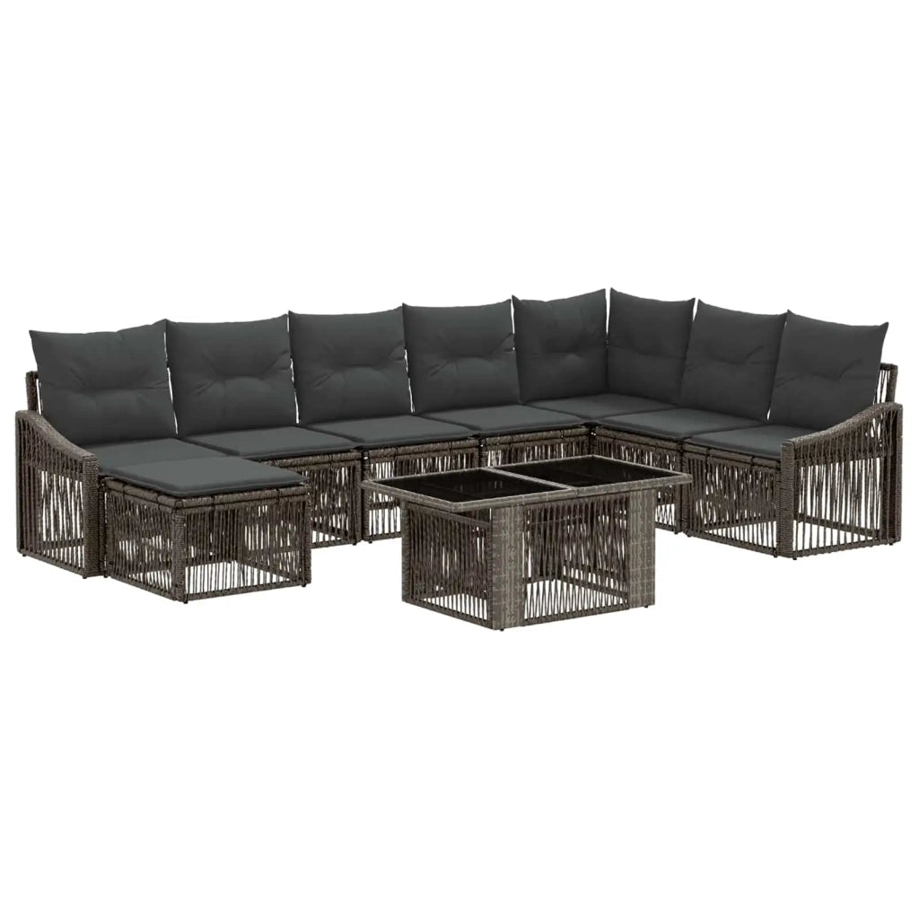 Set Divano da Giardino 9 pz Grigio e Grigio Scuro polyrattan 3437294
