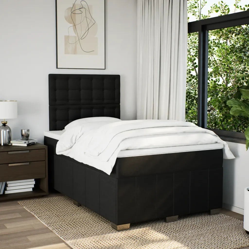 Giroletto a Molle con Materasso Nero 120x200 cm in Tessuto