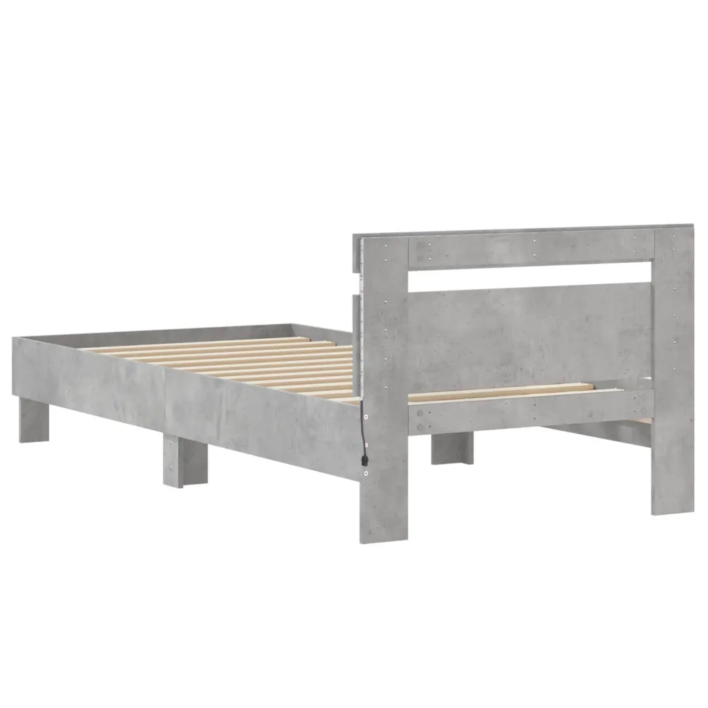 Giroletto con Testiera e LED Grigio Cemento 75x190 cm 838753