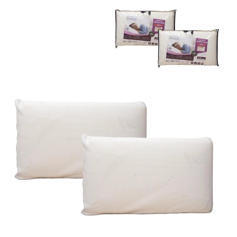 HYDRA VIVA COPPIA CUSCINI GUANCIALE MEMORY FOAM  WHITE 72 X 42 X H13 CON FEDERA 100% POLIESTERE