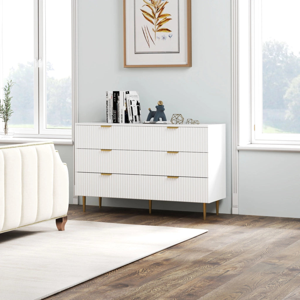 Cassettiera 6 cassetti ¨C Minimal ¨C Bianco, legno, 120x40x76.5 cm