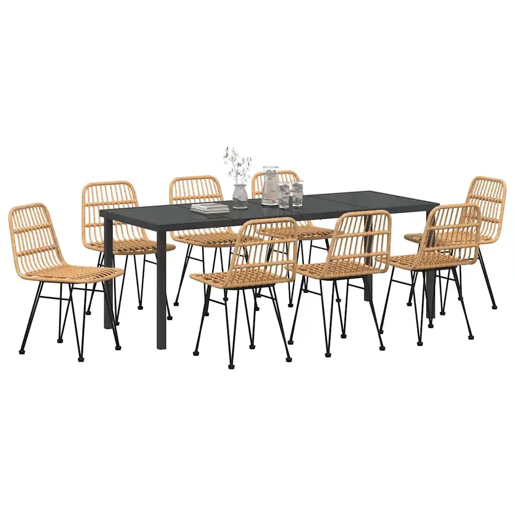 Set da Pranzo per Giardino 9 pcs Marrone 3379197