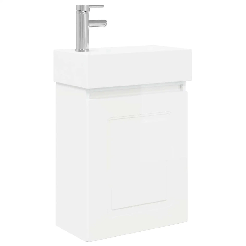 Mobile bagno con rubinetto Bianco Lucido 45,5 x 22,5 x 84 cm
