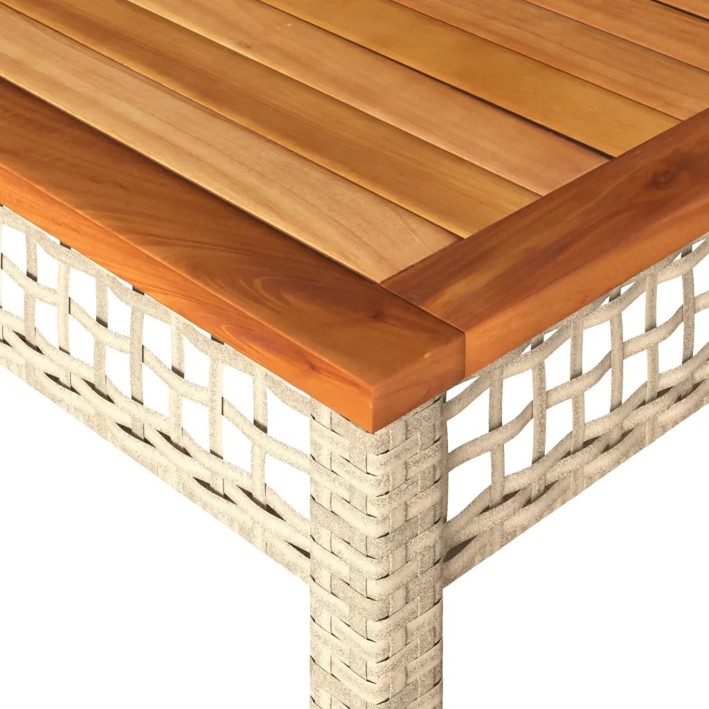 Tavolo da Giardino Beige 140x80x75 cm Polyrattan e Legno Acacia 366278