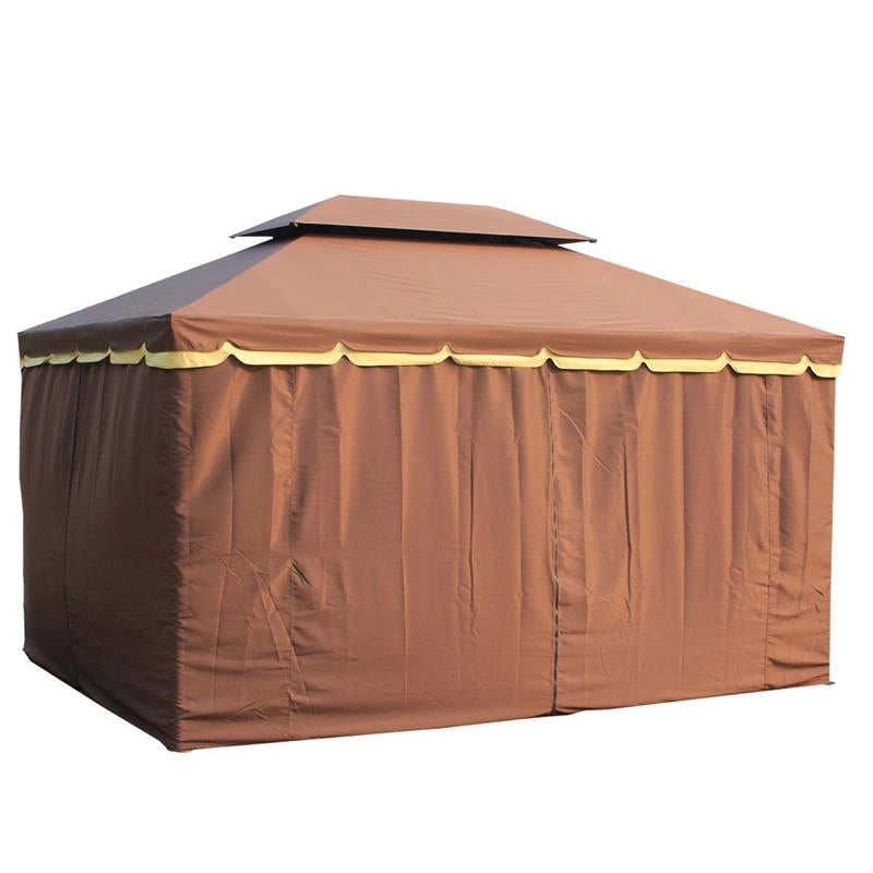 GAZEBO CON DOPPIO TETTO E ZANZARIERA IN POLIESTERE 2.9 X 3.9 M CAFFÈ