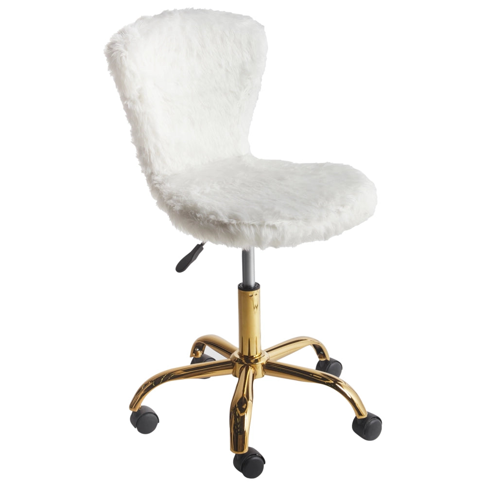 Sedia da ufficio girevole con altezza regolabile in pelle sintetica bianca stile elegante