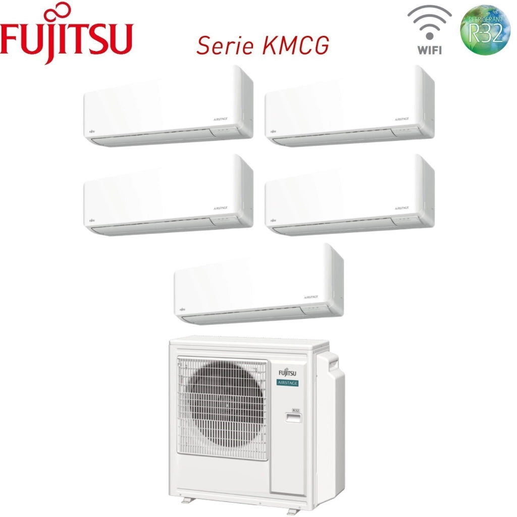 Climatizzatore Condizionatore Fujitsu Penta Split Inverter serie KM AIRSTAGE 9+9+9+9+12 con AOEG36KBTA5 R-32 Wi-Fi Integrato 9000+9000+9000+9000+12000