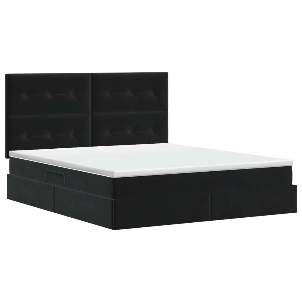 Letto con contenitore e materasso Nero 160 x 200 cm Velluto 3459701