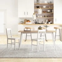 Set di 2 sedie da pranzo in legno massiccio sedia da cucina schienale a doghe stile casa di campagna bianco