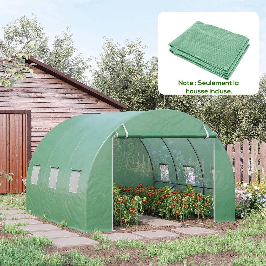 Serra da Giardino Tunnel ¨C zephmum ¨C Verde Scuro 3x3x2m 6 Finestre Porta a Rullo