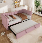 Divano letto 90x200 cm (180x200 cm) con letto estraibile in velluto rosa