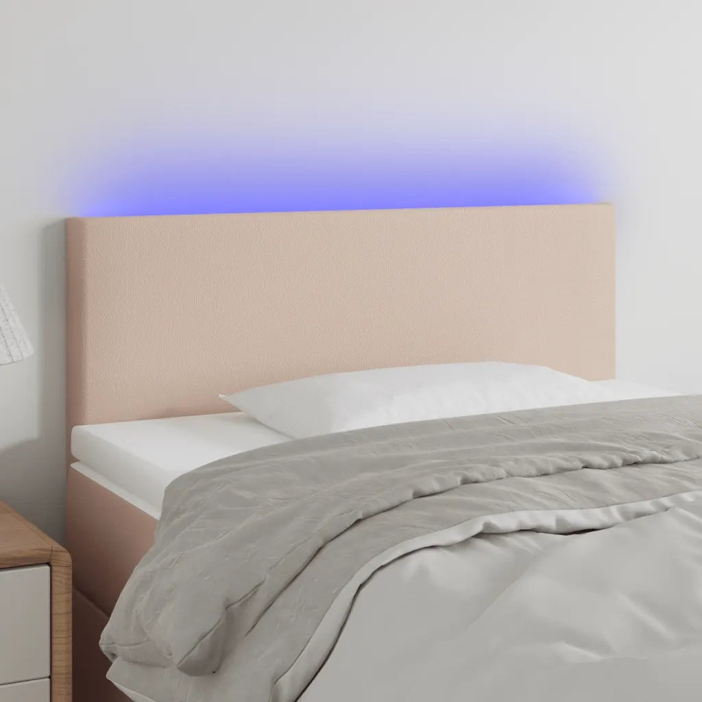 Testiera Cappuccino a LED 90x5x78/88 cm in Similpelle