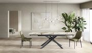 Tavolo Allungabile Cross OM/463/CB, Top Ceramica Calacatta Borghini, Struttura in Metallo Antracite - 160/240 cm - Stones