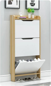 scarpiera Secchio ribaltabile per scarpiera - Scarpiera moderna con 3 cassetti ribaltabili per camera da letto, soggiorno - Design sottile e indipendente per ingresso (Colore: Noce, Dimensioni: B