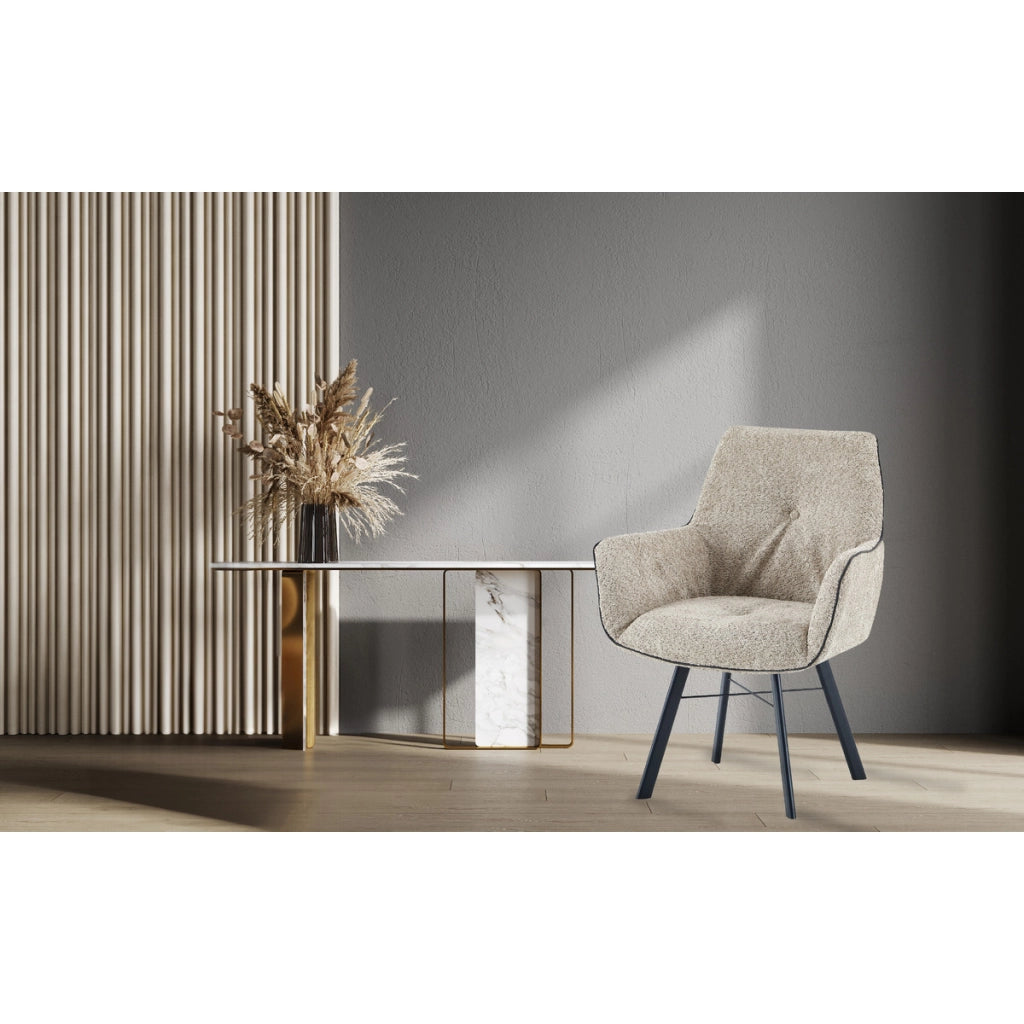 Sedia con braccioli Allie girevole in boucle' beige