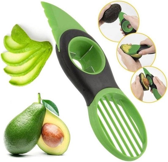 Avocado 3-in-1 snipatore e sbucciatori - Strumento per avocado facile da usare - Avocado coltello verde e nero
