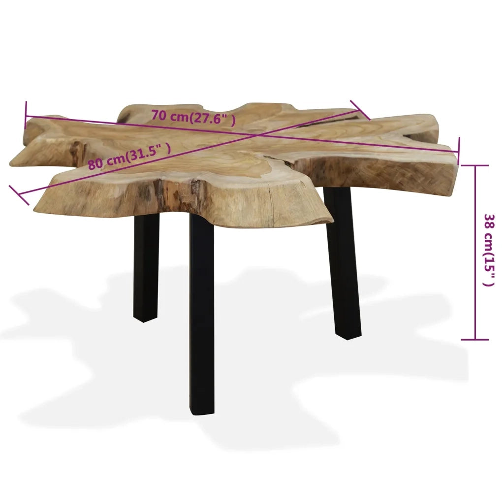 Tavolino da CaffÃ¨ in Autentico Legno di Teak 80x70x38 cm