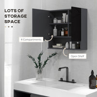Specchio Armadietto da Bagno Pensile 2 Ante 55x17x55 cm in Legno Nero