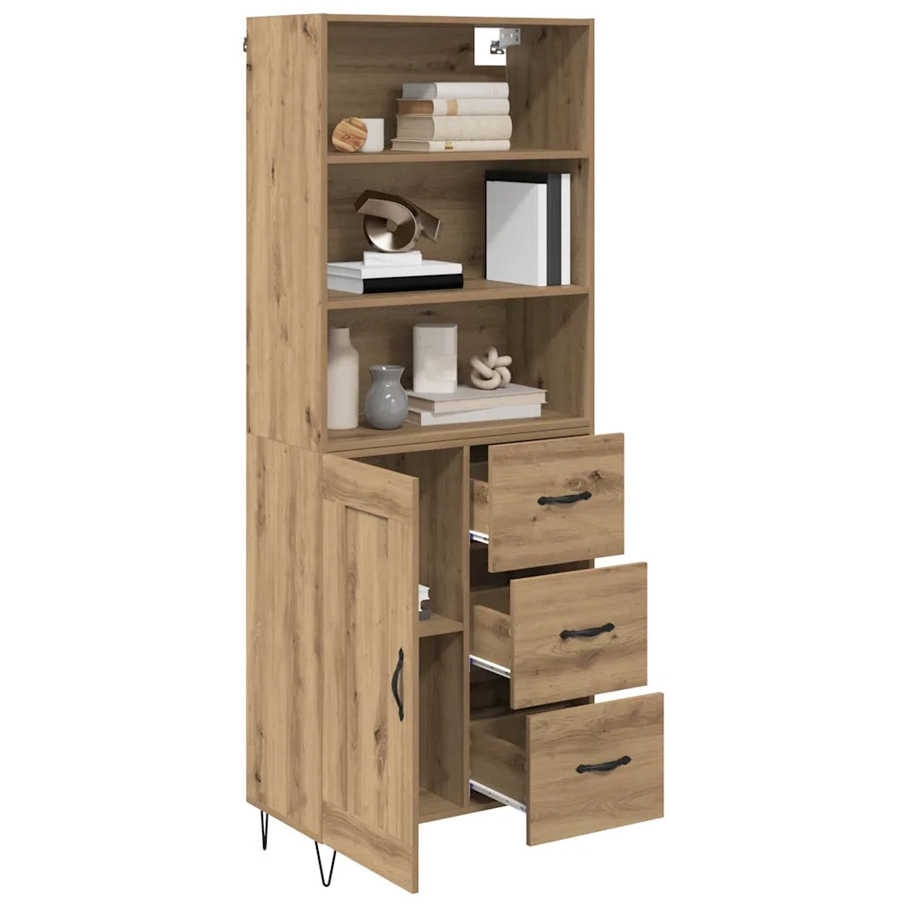 Credenza con Cassetto-Buffet-Armadio da cucina Rovere artigianale 69,5 x 34 x 180 cm 932887