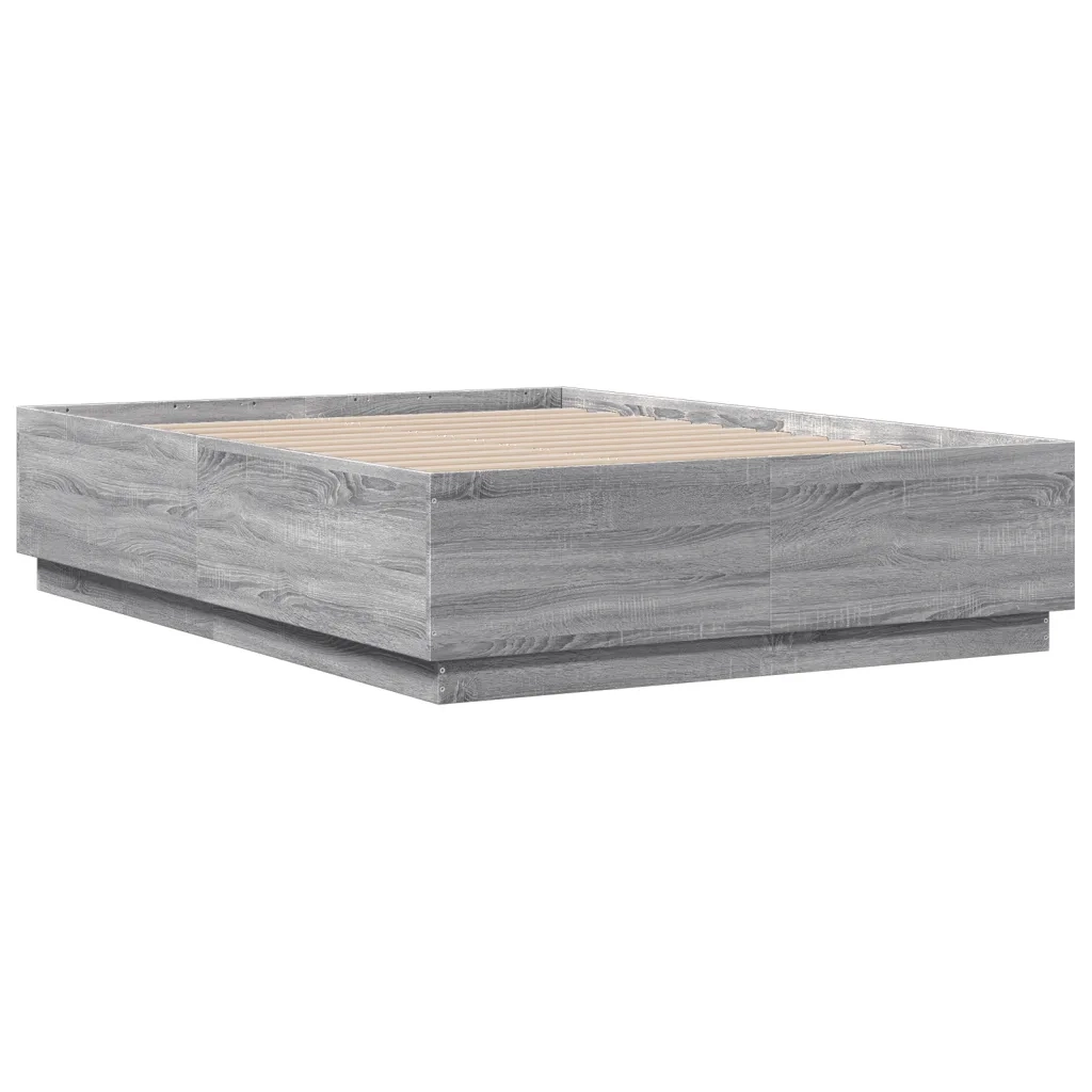 Giroletto Luci LED Grigio Sonoma 135x190 cm Legno Multistrato