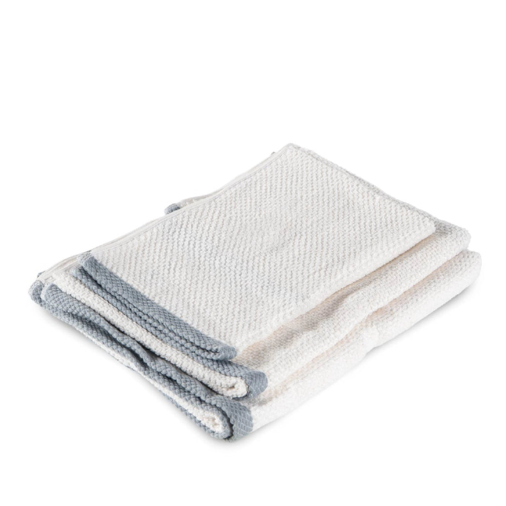 Set Asciugamani Bagno 3 Pezzi in Cotone 100% 430 GSM, Telo Doccia 70x140 cm, Asciugamano Viso 50x100 cm e Ospite 40x50 cm, Effetto Popcorn Morbido e Assorbente Bianco-Grigio