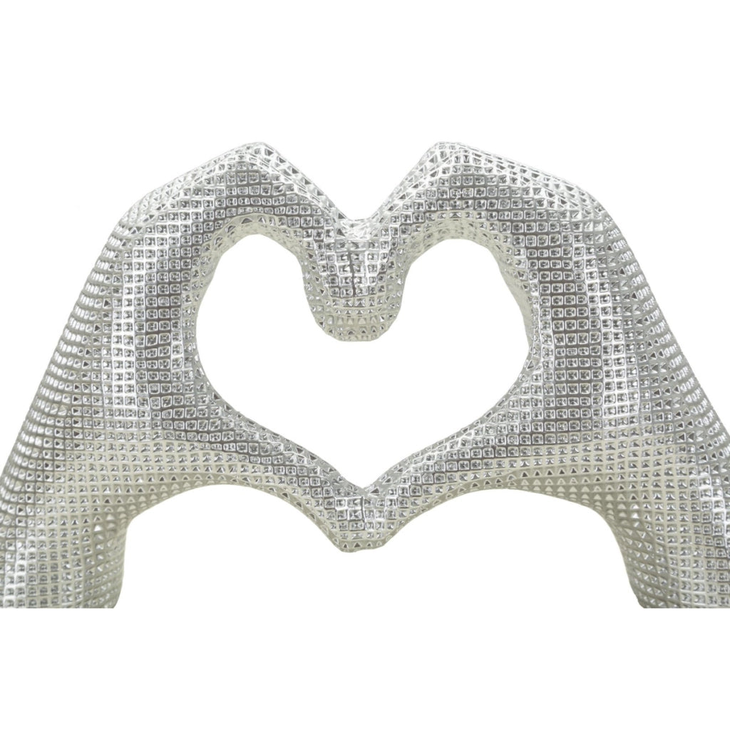 Scultura Lover in resina argento: coppia di amanti