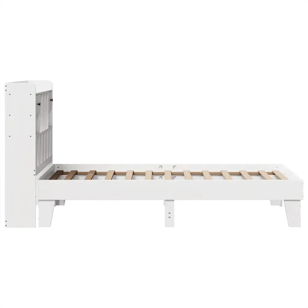 Letto senza Materasso-Struttura Letto Bianco 75x190 in Legno Massello di Pino 733891