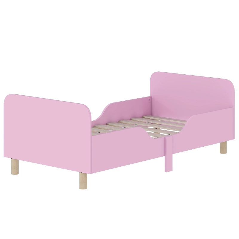 Struttura letto per bambini, letto singolo per bambini, sponda di sicurezza, lettino per cameretta, MDF, senza materasso, rosa