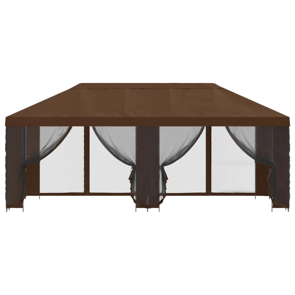 Gazebo con pareti laterali 6 x 3 m Marrone Poliestere e Acciaio