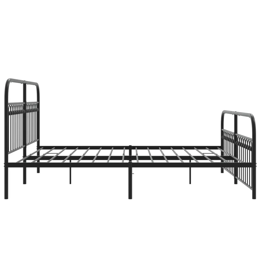 Letto matrimoniale | Letto per adulti | Giroletto con Testiera e Pediera Metallo Nero 183x213 cm