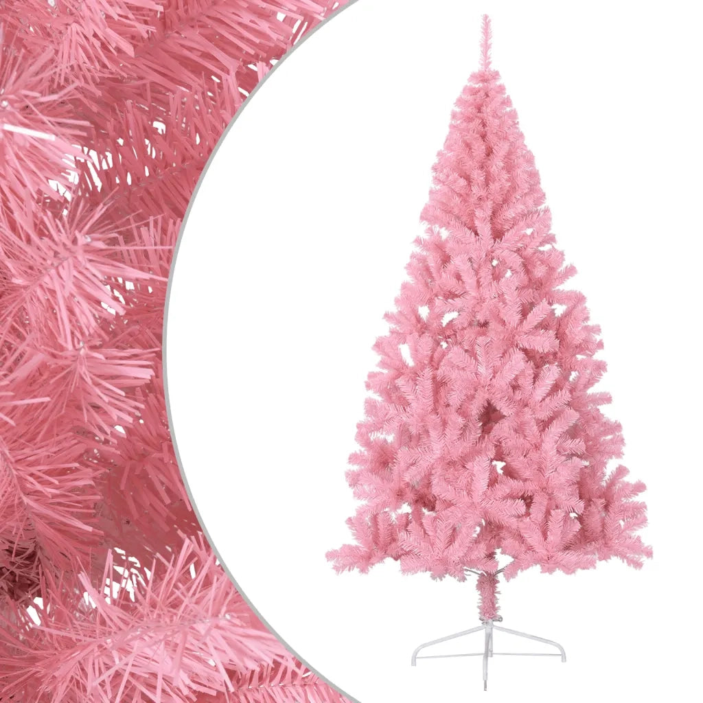 Albero di Natale Artificiale a MetÃ  con Supporto Rosa 210cm PVC