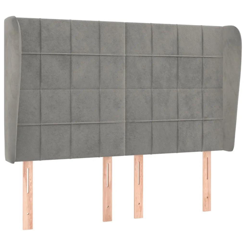 Testiera | Testata ad Orecchio Grigio Chiaro 147x23x118/128 cm in Velluto