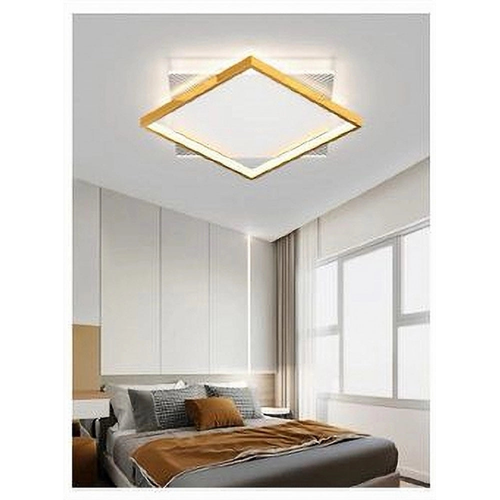 Trade Shop - Plafoniera Led 30 W Quadrata Oro Moderno Lampadario Soffitto Luce Naturale 71033 -