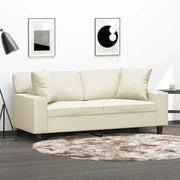 Divano a 2 Posti con Cuscini-Sofa 2 Posti con Cuscini Crema 140 cm in Similpelle 865574