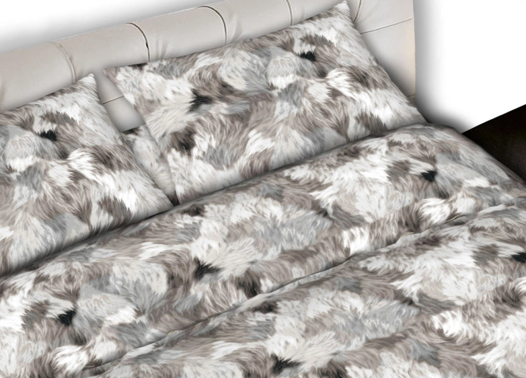Completo Lenzuola Letto In 100% Cotone Made In Italy Disegni Assortiti C.N - 1 Piazza - Soffice Grigio