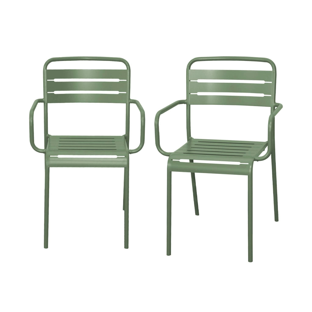 set 2 sedie da giardino bistrot in acciaio, verde