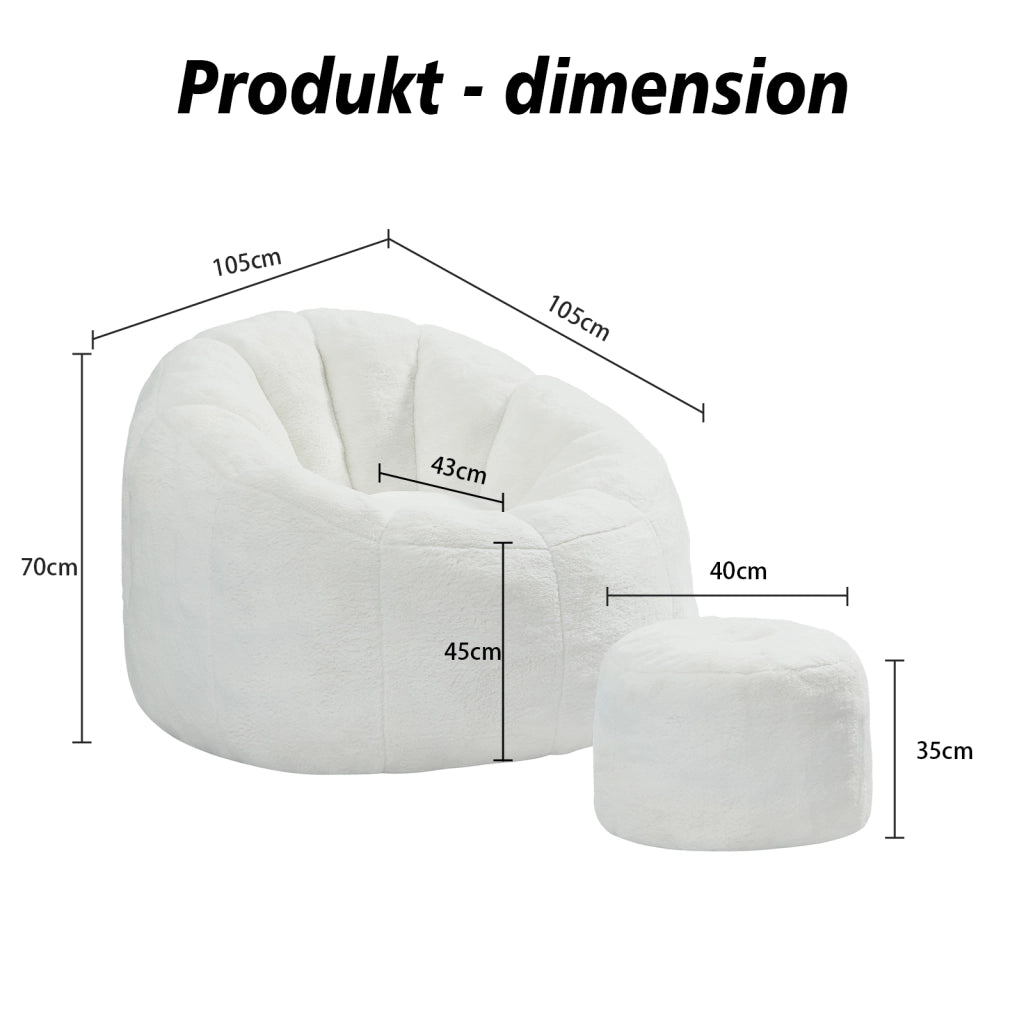 POLTRONA SACCO 105x105x70 cm Bianco sporco con poggiapiedi
