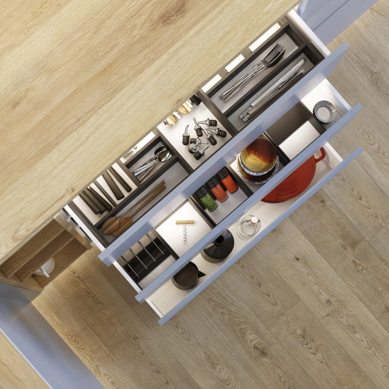 Cassetto esterno Protone 30kg, guide di estrazione totale con una chiusura soft, altezza 93mm, profondità 300mm, Acciaio