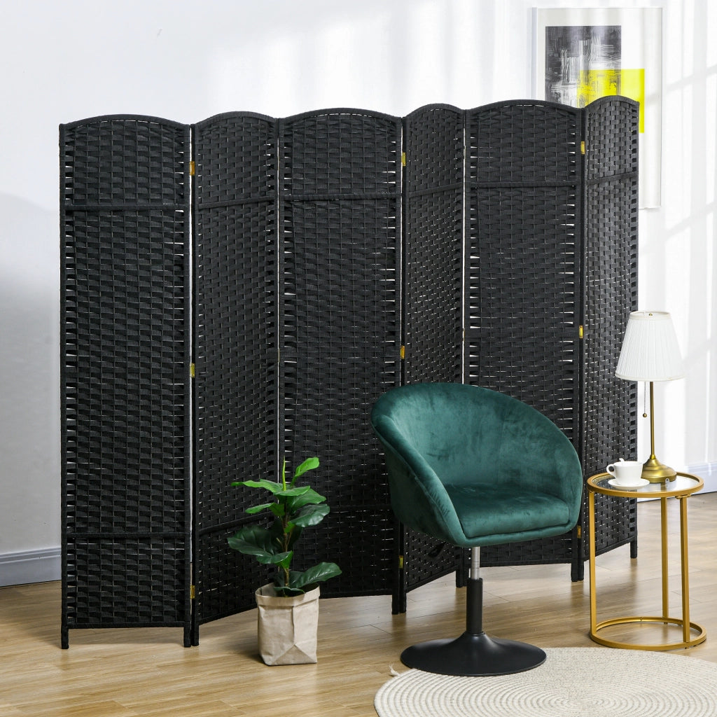 Biombo Divisorio 6 Pannelli Pieghevole ¨C Zephmum ¨C Nero 240x170 cm