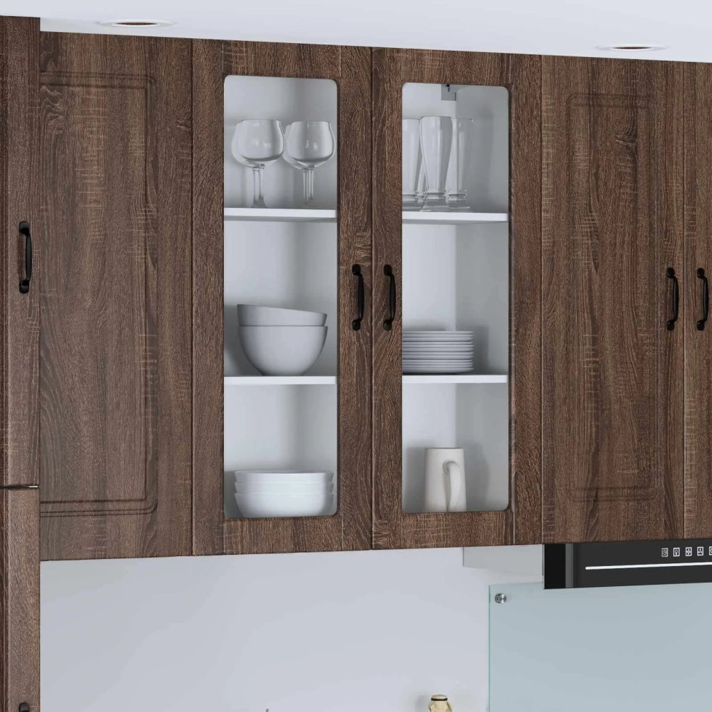 Mobile in vetro da parete LUCCA Rovere Marrone 80 x 31 x 100 cm 885162