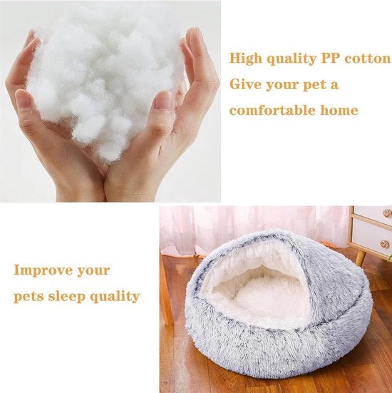 Letto per gatti, cuscino donut con morbido piumino e soffice spugna, base antiscivolo per piccoli e medi animali domestici per dormire o riposare (grigio plafond)