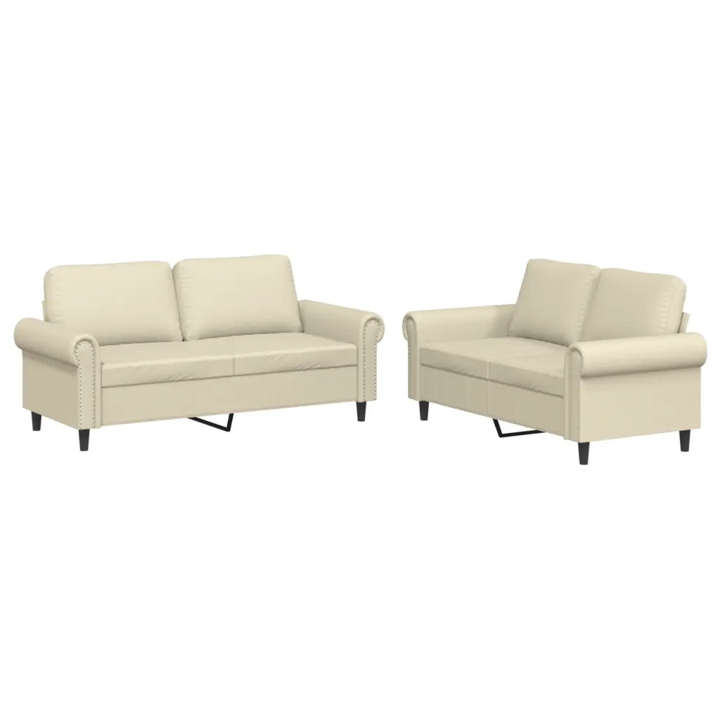 Set di Divani 2 pz con Cuscini crema in Similpellecod mxl 83292