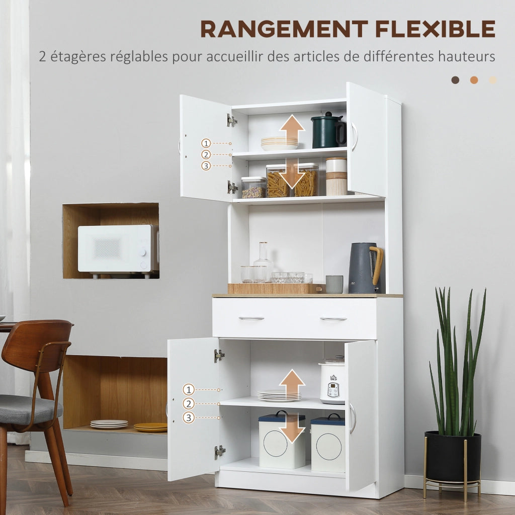 Armadio da Cucina ¨C zephmum ¨C 4 Ante, Cassetto, Bianco, 80x40x180cm